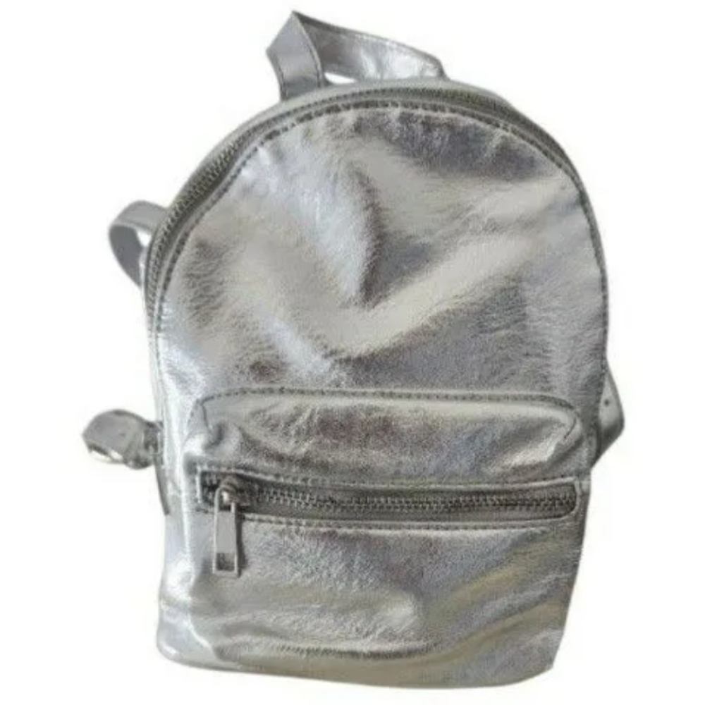 Silver Mini Backpack Purse
